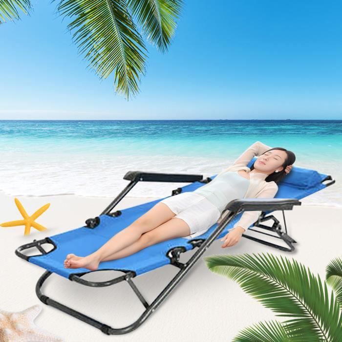 Chaise Longue Pliante Inclinable De Plage Soleil Patio Pelouse Piscine e1808