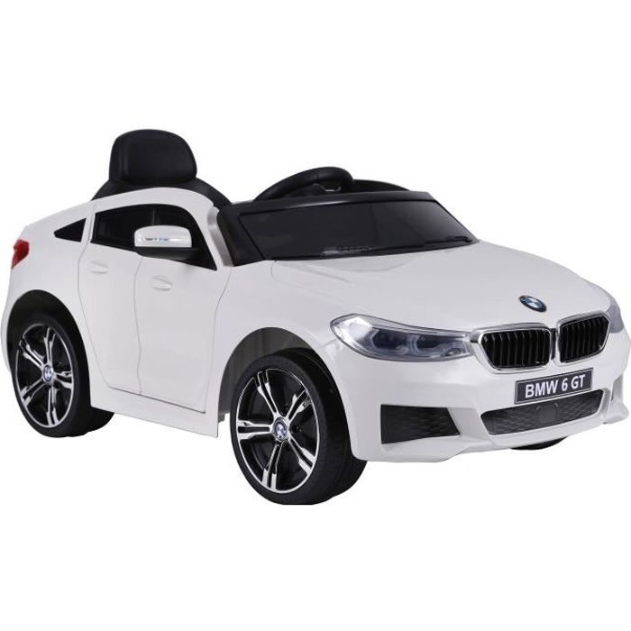 BMW X6 GT Voiture Electrique pour Enfant (2 x 25W) Blanc, 106 x 64 x 51 cm - Marche avant et arrière, Phares fonctionnels, Musique,