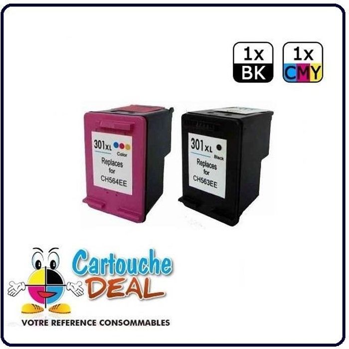 HP 301XL- OfficeJet 2620 4630 4632 Lot de 2 cartouches générique compatible HP301 XL