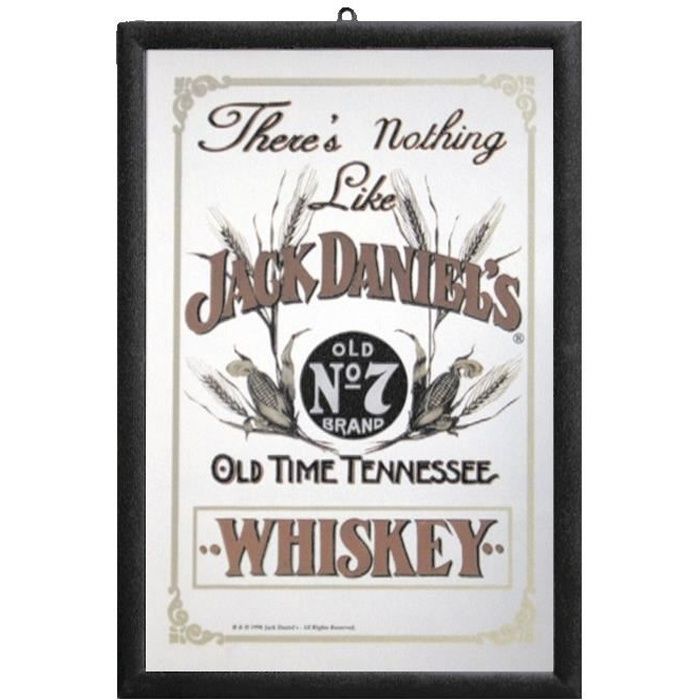 Miroir Jack Daniel's NOTHING LIKE Miroir mural, cadre noir en plastique effet bois. 32 cm x 22 cm