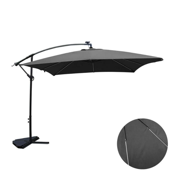 SOLENZARA - Parasol LED néon gris déporté 3x3m