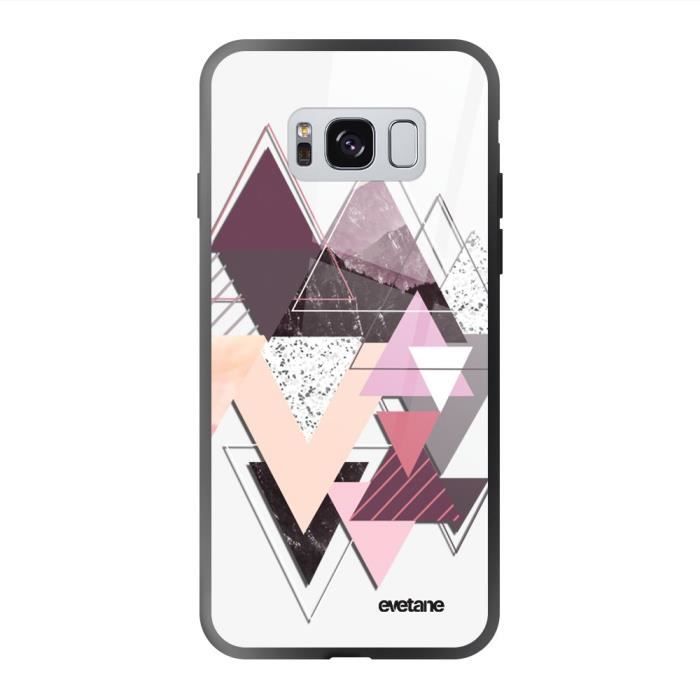 Coque en verre trempé pour Samsung Galaxy S8 Triangles Design Ecriture Tendance et Design Evetane.