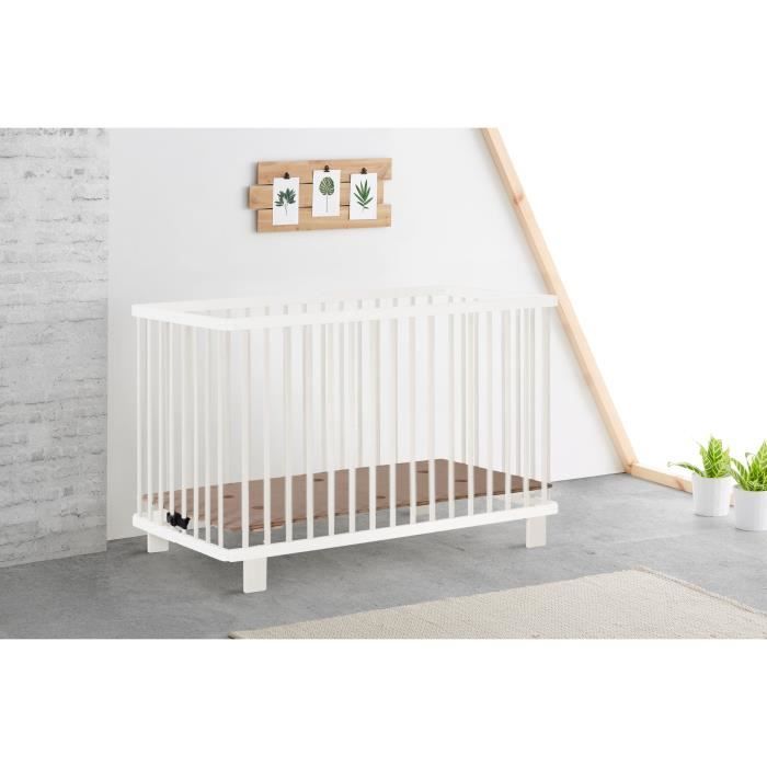 LAWALU BY GEUTHER Lit pliant design 120x60cm blanc reglable en hauteur