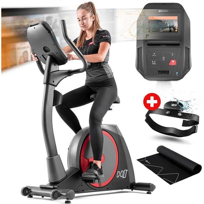 Hop-Sport Vélo d'appartement électromagnétique, Masse d'inertie 20 kg, HS-300H Aspect, Résistance réglable, Tapis d'amortissement