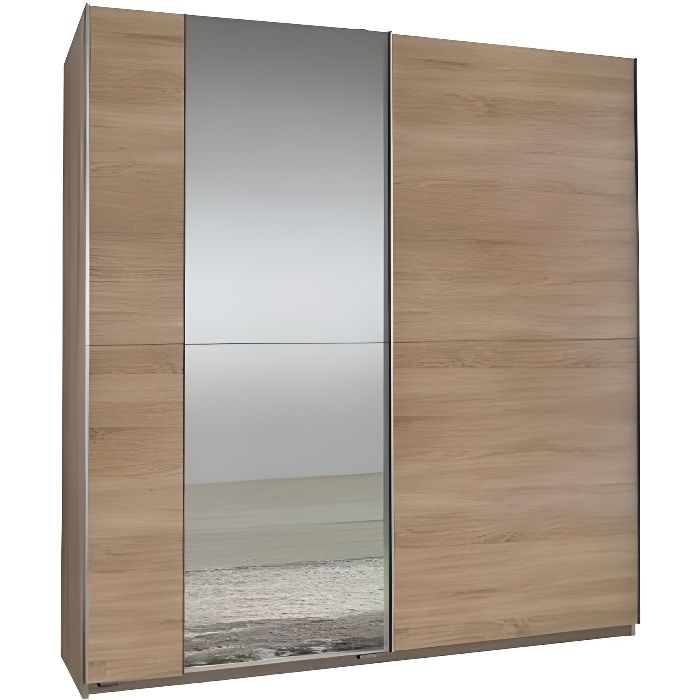 Dressing 2 portes coulissantes 1 miroir FLOYD 179 cm chêne natural Bois Inside75