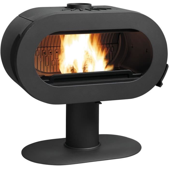 Poele a bois en fonte Fifty sur pied anthracite