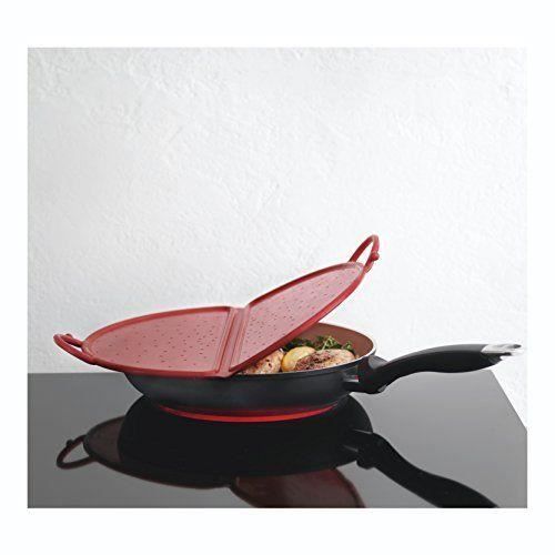 Kuhn Rikon 23644 - ELECTROMENAGER - COUVERCLES POUR TABLE DE CUISSON - Couvercle Anti-Projection Pliable Silicone Rouge 30 cm