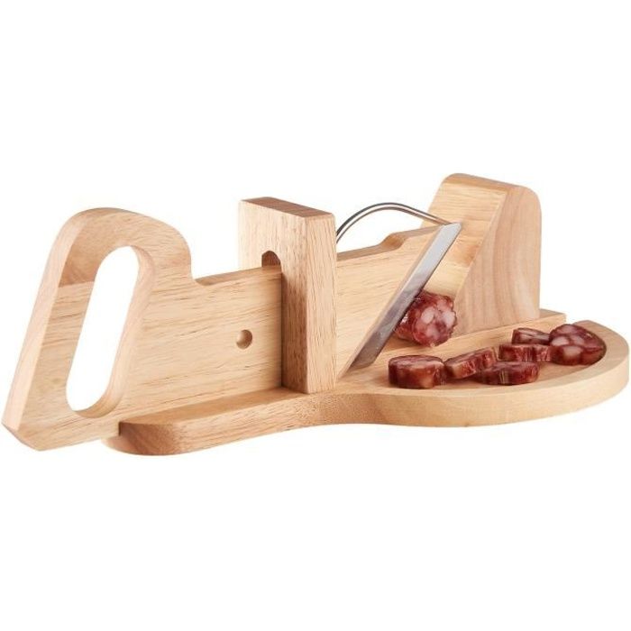 LAGUIOLE - Trancheuse à Saucisson et Charcuterie avec Plateau - bois d'hévéa - marron