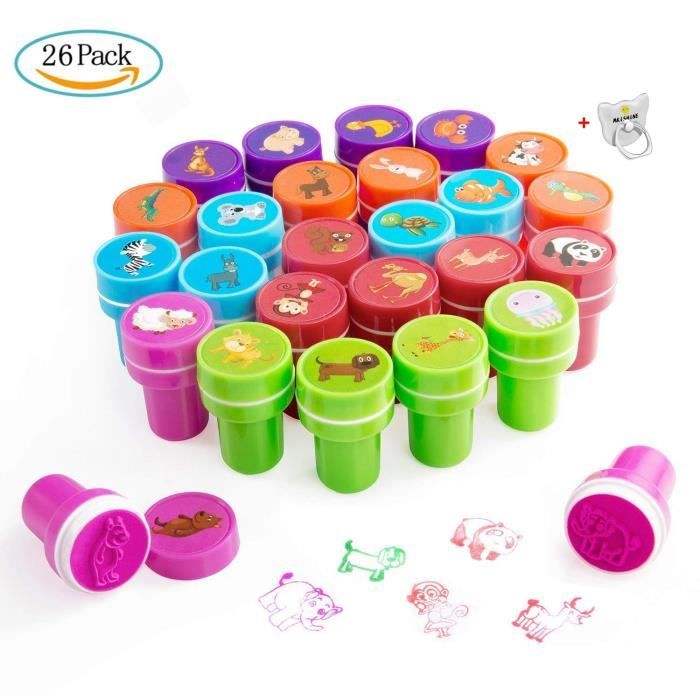 Tampons Enfants 26pcs, Tampons Animaux, Tampons à Encre Auto-encrage les Enseignants Cadeaux Timbres Jouets Stickers Enfants