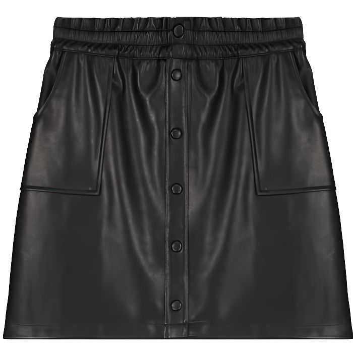 DEELUXE Jupe noire en simili cuir ALYA Black