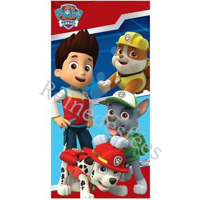 Serviette de plage Paw Patrol enfant Pat Patrouille drap de bain natation bleu pour garçons fans Chase Marcus Ruben Ryder