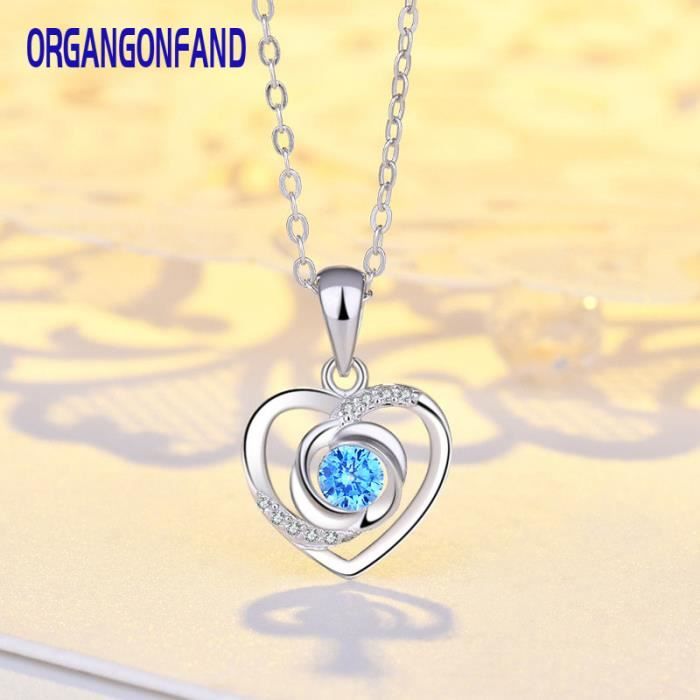 Organgonfand Collier femme - Argent sterling 925 Pendentif coeur éternel accessoires Collier d'amour