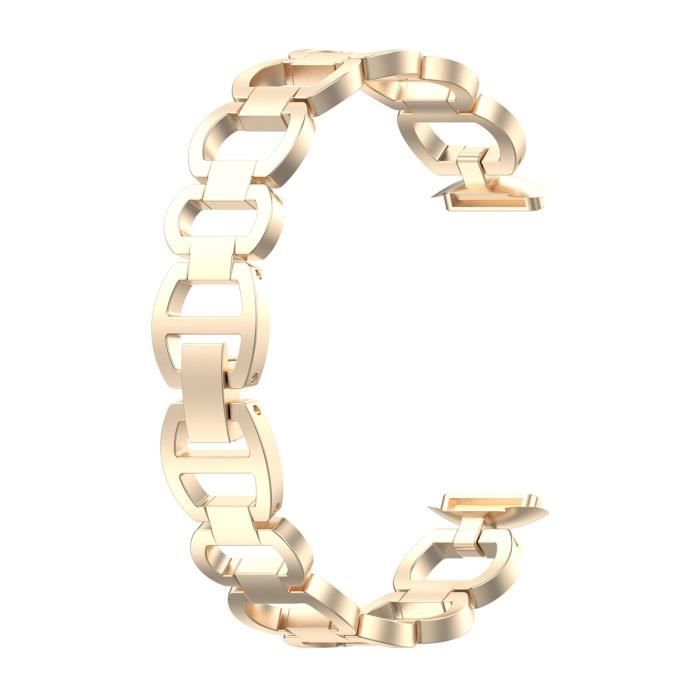 Bracelet de montre intelligente remplacement Fitbit Luxe en métal Élégant-Champagne