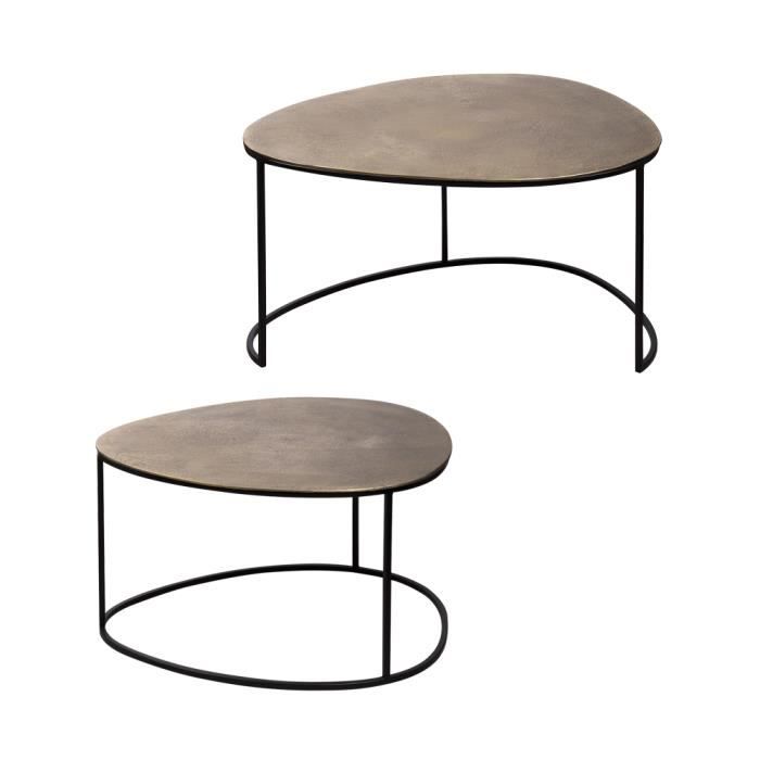 Set de 2 tables gigognes Œuf métal or - Table Passion 83 Or