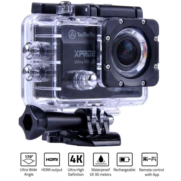 TECTECTEC Caméra Sport Ultra HD XPRO2 - Noir