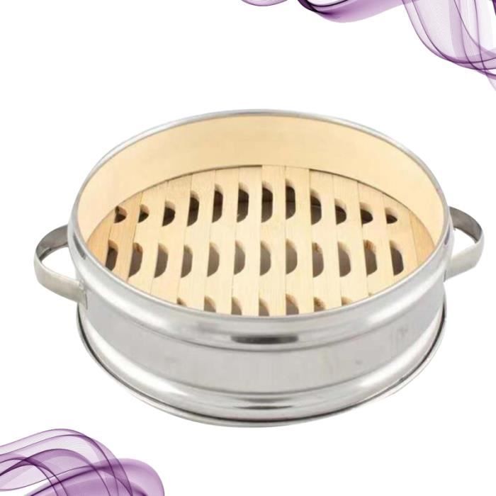 Panier à vapeur en acier inoxydable à deux poignées Support à à fond en bambou Boîte à portable pour AUTOCUISEUR - COCOTTE MINUTE