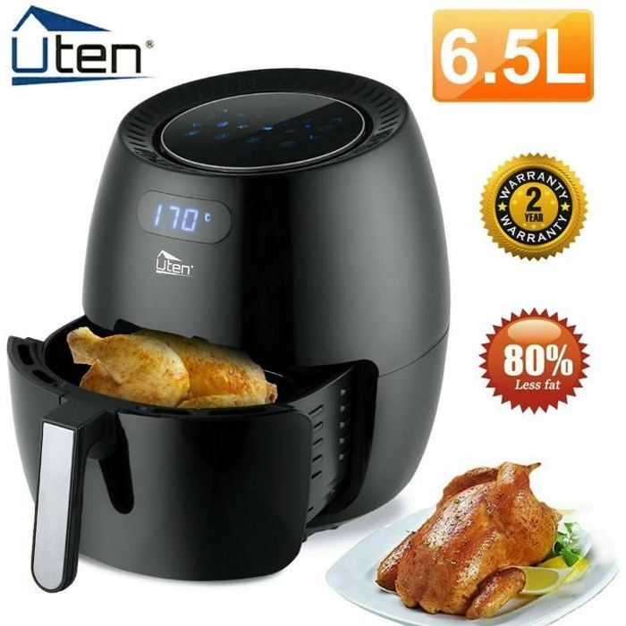 Uten® Friteuse à Air Électrique 6.5L, Friteuse sans Huile Écran Tactile LED