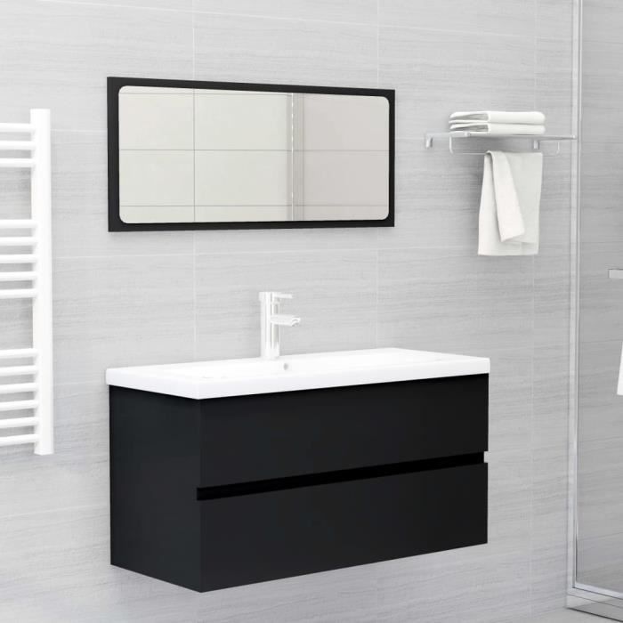 Ensemble de meubles de salle de bain. vidaXL-Noir Aggloméré