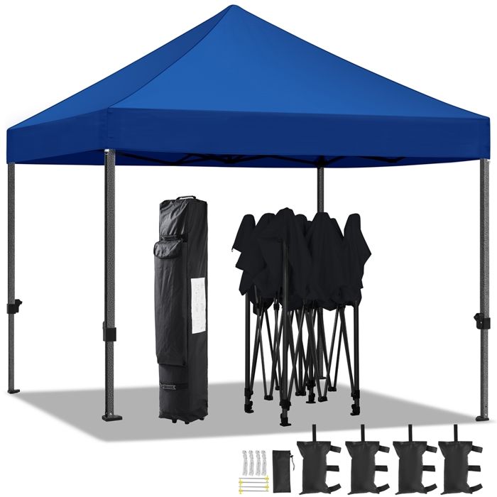 Yaheetech Tonnelle de Jardin Pliable 3x3m Gazebo Tente Pliante Imperméable Anti-UV + Sac de Transportable à Roulette et Sac de Sable