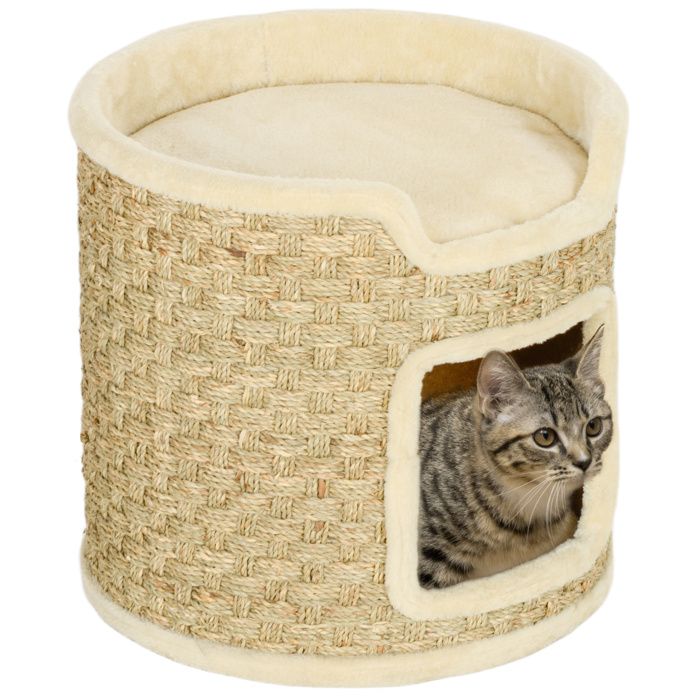 Tonneau à gratter pour chat - PawHut - recouvert de peluche - capacité de 5 kg - Ø 38 x 37H cm - kaki et beige Tonneau à gratter pour chat - PawHut - recouvert de peluche - capacité de 5 kg - Ø 38 x 37H cm - kaki et beige