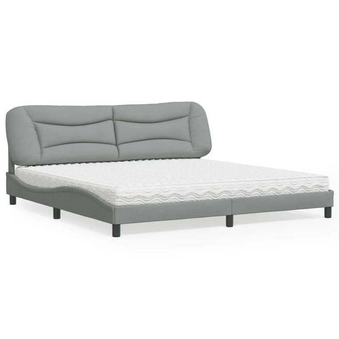 vidaXL Lit avec matelas gris clair 200x200 cm tissu meuble de chambre à coucher lit double cadre de lit incurvé sommier 3208555
