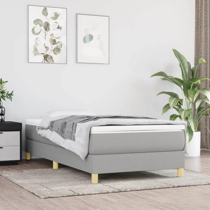Lit Simple 1 Place Cadre de lit gris clair 90x190 cm tissusans matelas Adulte80325395