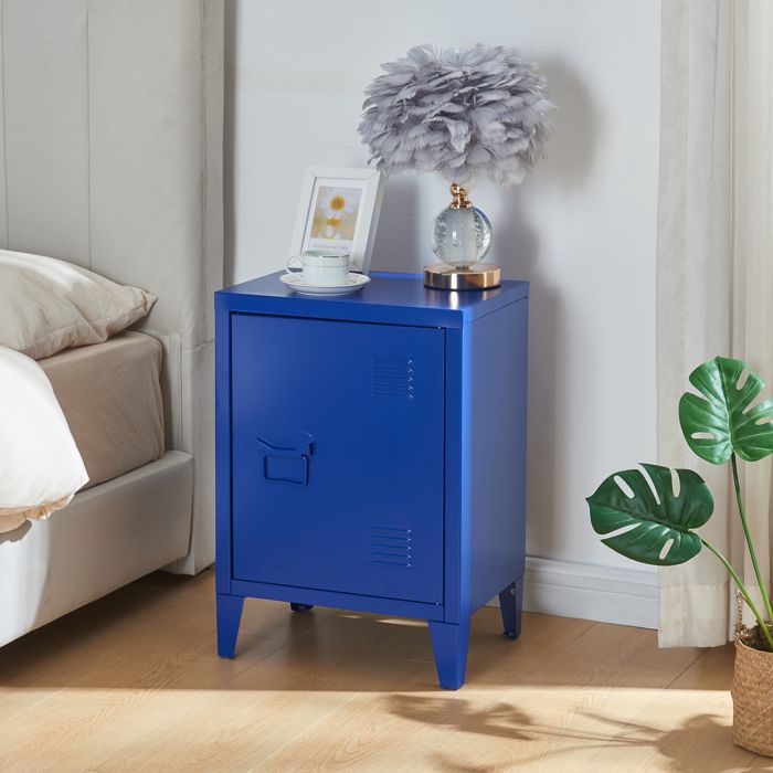 Table de chevet Inari en acier laminé 57 x 40 x 30 cm bleu