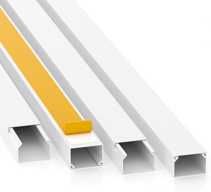 Lot De 10 Goulottes Autocollantes En PVC Blanc Pour Cacher Les Câbles