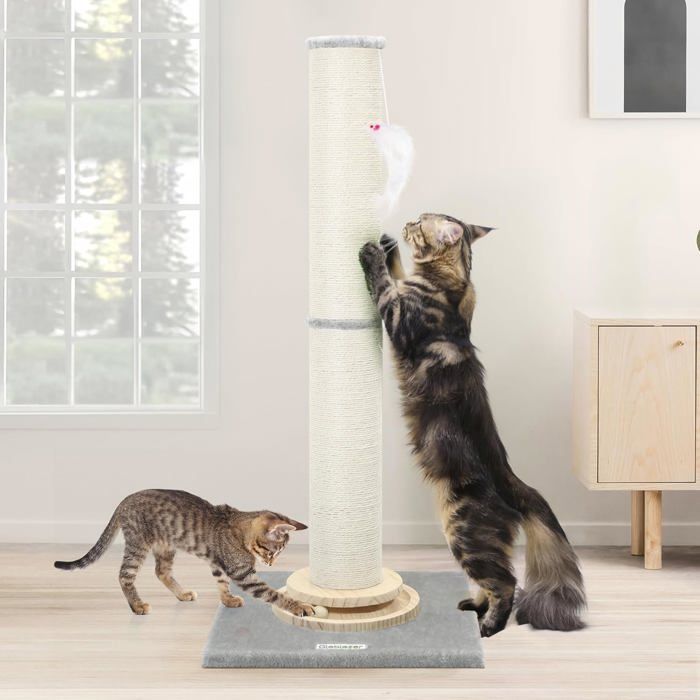 Meilleurs prix pour Griffoir Pour Chat Poteau Xxl 90 Cm & 50 Cm Haut Réglable 2 En 1 Avec Grossier Griffoir En Sisal, Balles De Piste En Bois, Bou