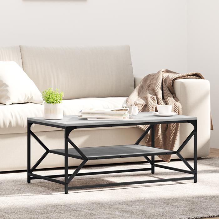 Table basse avec étagère Grise Sonoma 90x50x40 cm en Bois d ingénierie