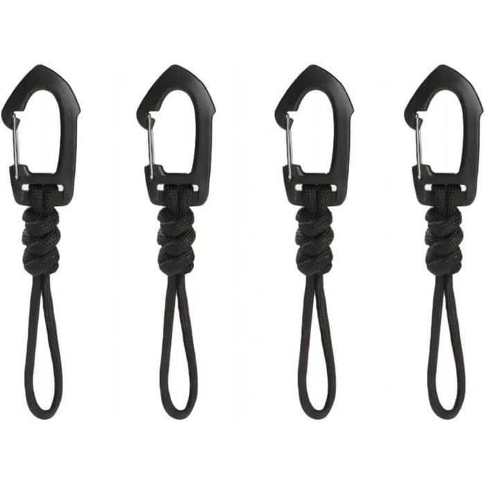 4 Pièces Porte-clés Paracorde Porte-clés Mousqueton Paracorde Tressé à la Main  Mousqueton Noir adapté aux Voyages dalpinisme