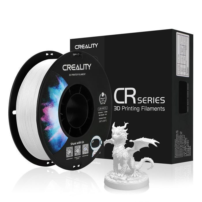 Filament PETG Creality CR-PETG 1KG 1.75mm ±0.02 mm Facile à imprimer haute ténacité anti-enchevêtrement forte adhérence Blanc