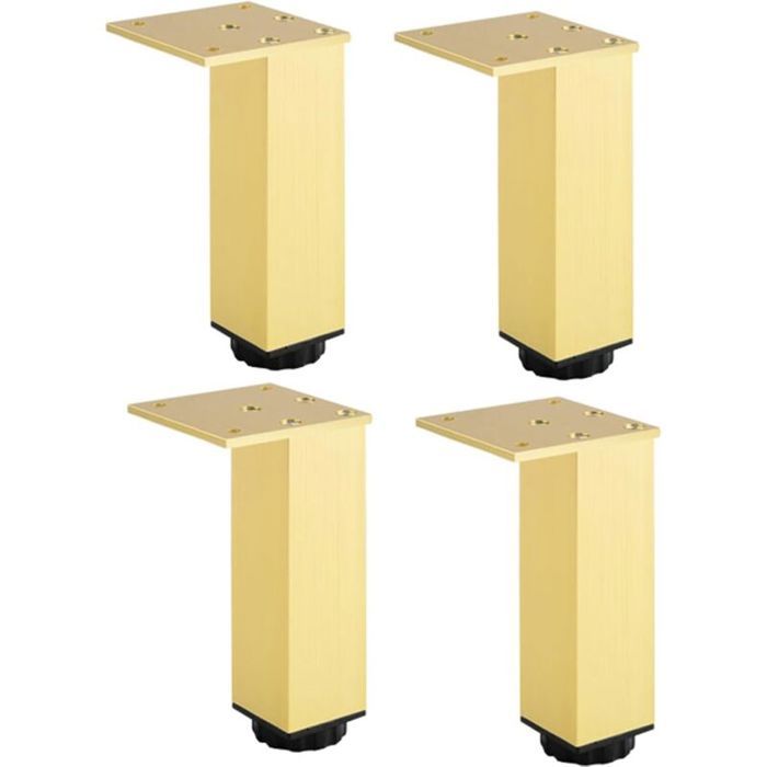 Pieds de meubles réglables en aluminium lot de 4 pour meubles canapés et tables doré 15 cm (plage de réglage 150-168 mm)