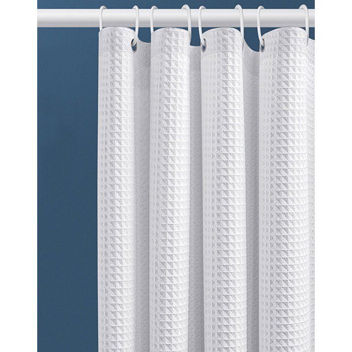 Rideau de douche blanc à motif gaufré - rideau de douche pour salle de bain - avec 12 crochets en plastique - 100 x 180 cm