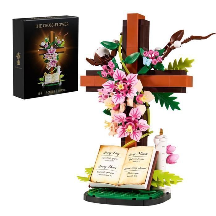 Kit de Construction Croix florale Jésus compatible LEGO® – 568 pièces – Objet de Collection Religieux