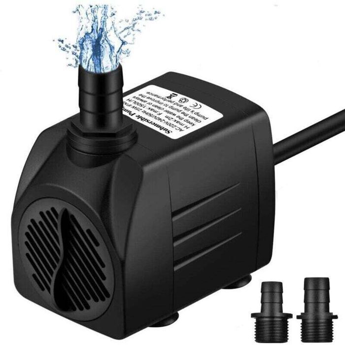 Pompe daquarium 1500L/H pompe de bassin Mini pompe à eau résistante à la combustion à sec (36 heures) petite pompe submersible
