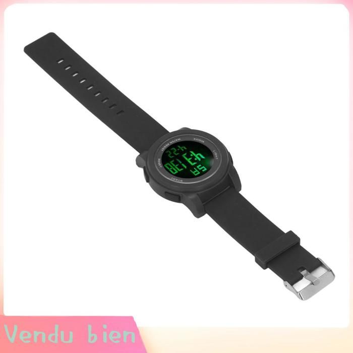Garosa montre de natation étanche (Vert) Montre De Sport Numérique Grand écran Lumineux 5Bar Waterproof lunettes bracelet Noir