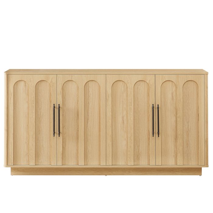 Buffet Bas 4 Portes avec 4 Étagères – Meuble de Rangement 160x40x80 cm en Chêne pour Salon et Salle à Manger