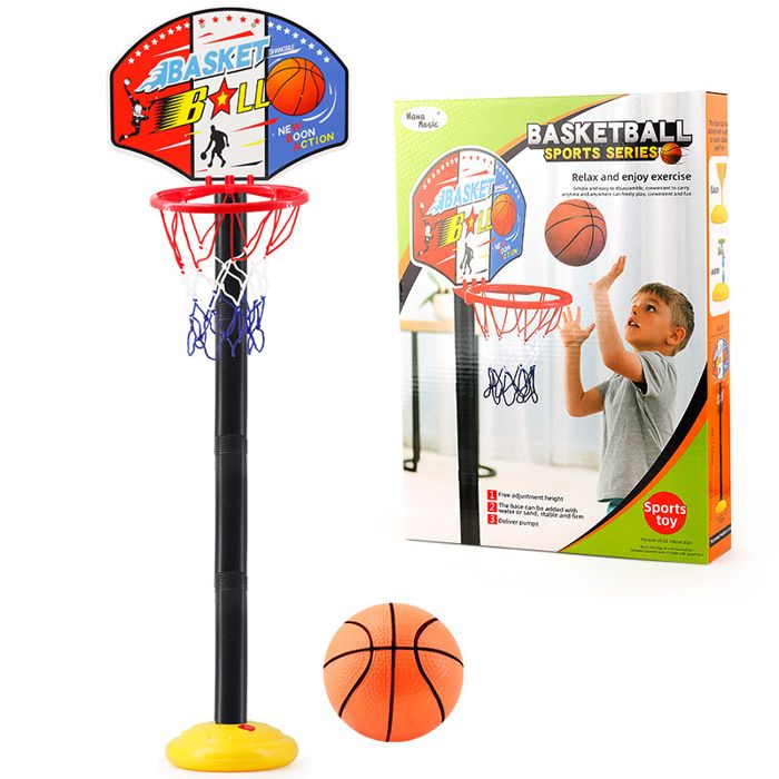 Panier de basket portable réglable pour enfants avec filet et ballon de basket