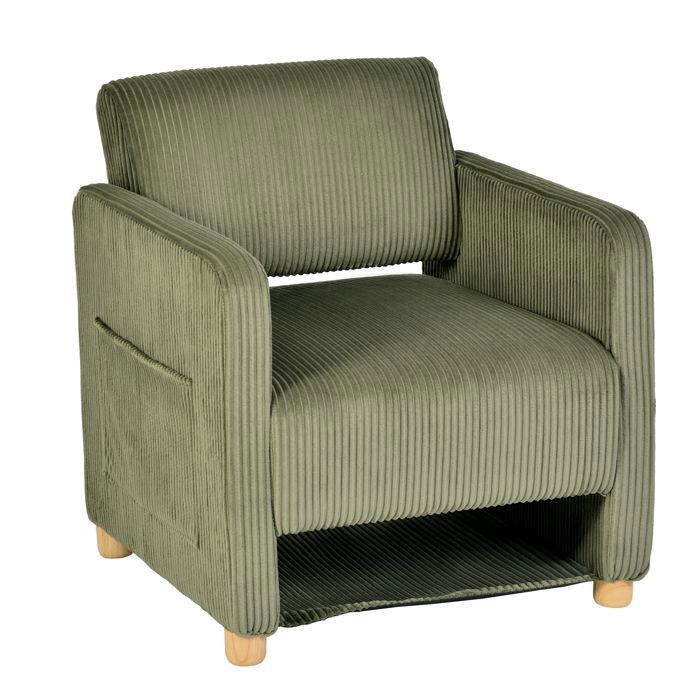 MEUBLES COSY Fauteuil de détente 1 place canapé pour salon fauteuil avec emballage en velours côtelé vert - KARIA