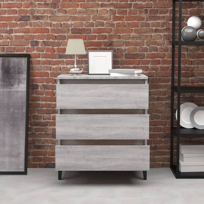 (12496)Commode - contemporain - Buffet rangement - Sonoma gris 60x35x69 cm Bois dingénierie poid:19.22 kg