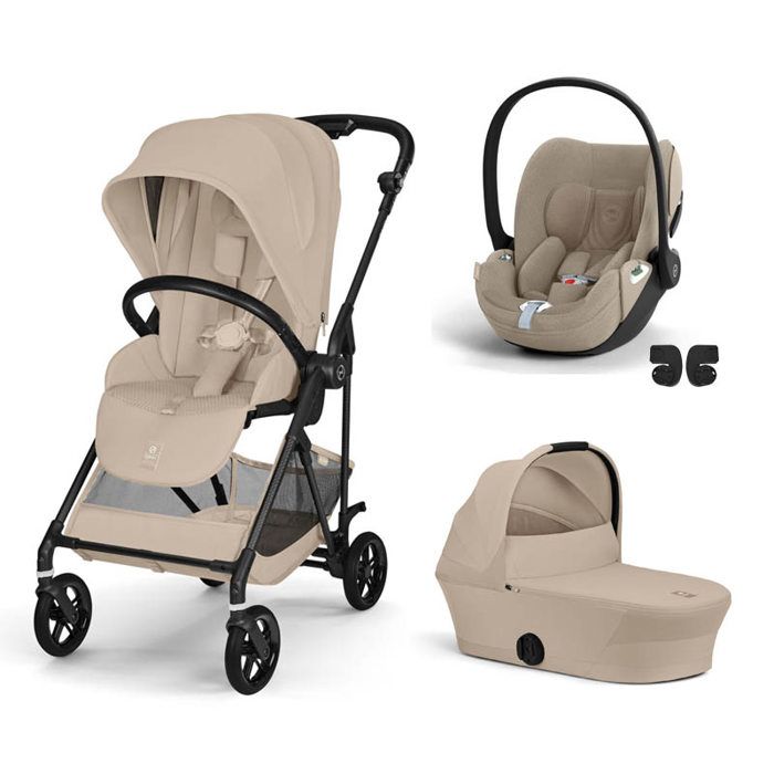 CYBEX - Poussette Trio Melio 6 Carbon + Cloud T Plus + Nacelle Almond Beige