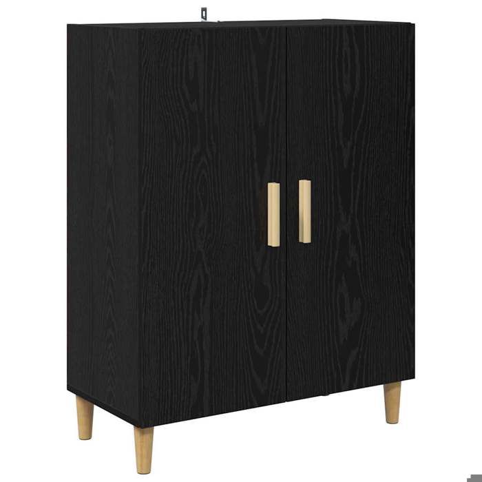 Buffet bas séjour{1 pièce}meuble de rangementdesign épuré Chêne noir 70 x 34 x 90 cm Bois dingénierie qbr12j71