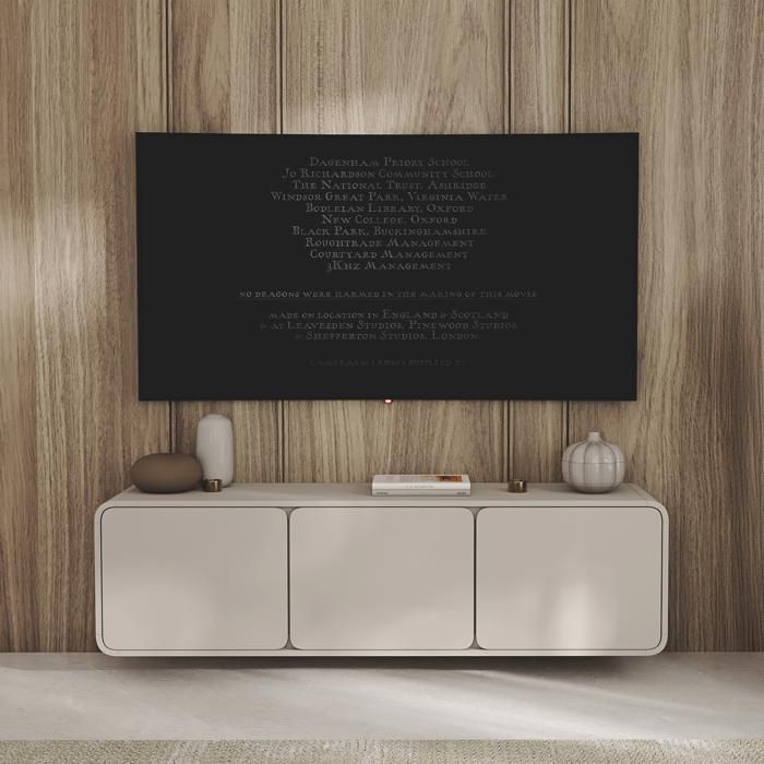 Meuble TV suspendu 3 portes – LUMMO – Cachemire – 156 cm