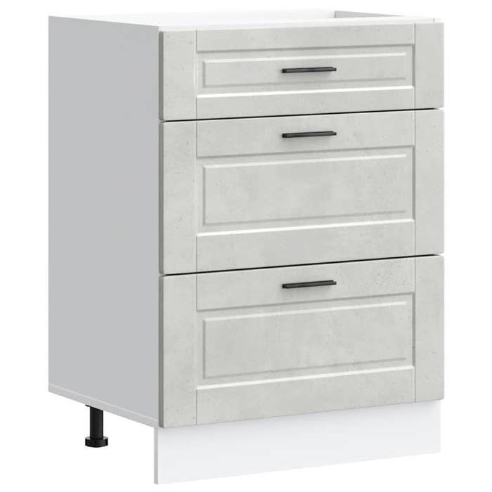 Armoire de cuisine Porto - vidaXL - bois dingénierie - gris béton - pieds réglables - sans plan de travail - 60 x 46 x 815 cm iim9