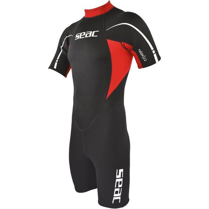 Seac Relax Shorty 2.2mm Ideale pour Snorkeling Plongee Natation et Activites Nautiques Homme Noir/Rouge