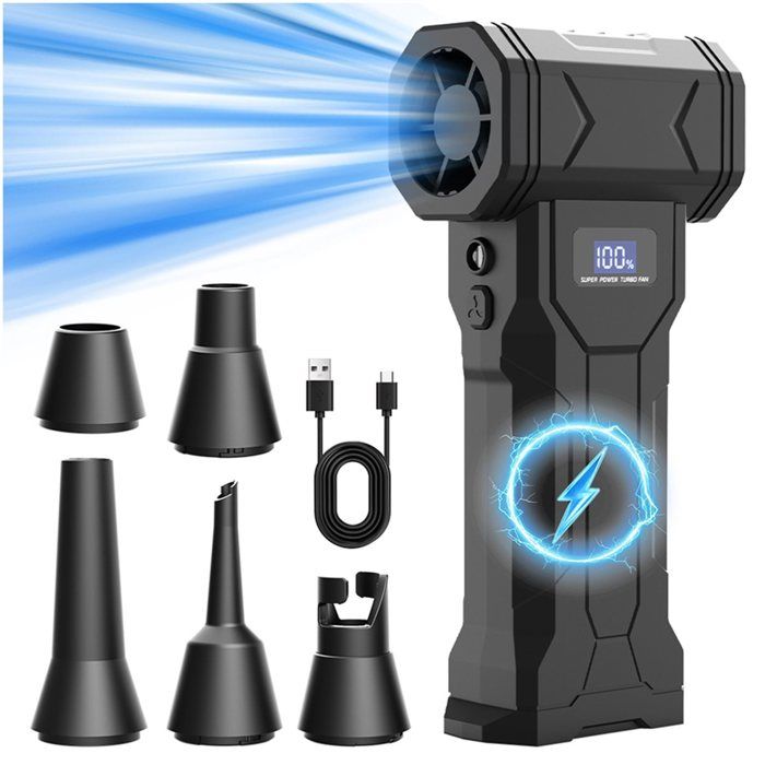 Q6 Violent Fan Souffleur DAir Électrique Portable avec Lumière LED Puissant Mini Turbo Souffleur Réglable de 110 000 Tr/Min pour