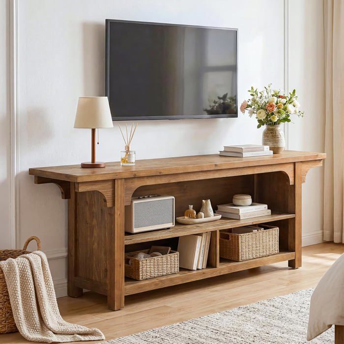 Meuble TV - LITTLE TREE - Little Tree - 160×35×60 cm - Marron rustique - Bois massif