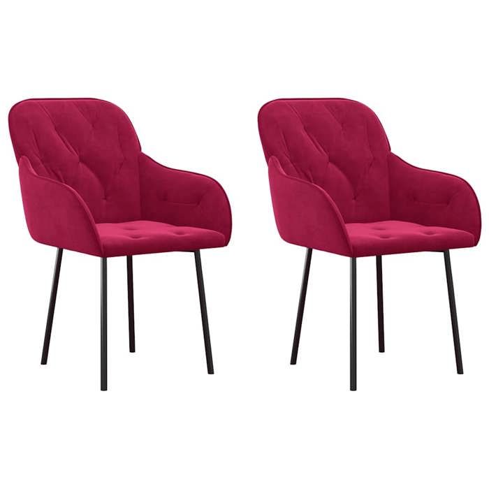 BONNE&7961 Chaises à manger lot de 2 Rouge bordeaux Velours(VIDAXL)