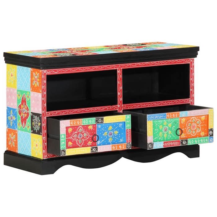 Basboard salon VIDAXL Meuble HIFI Multicolore 80 x 35 x 50 cm Bois de mangue massif[9496]